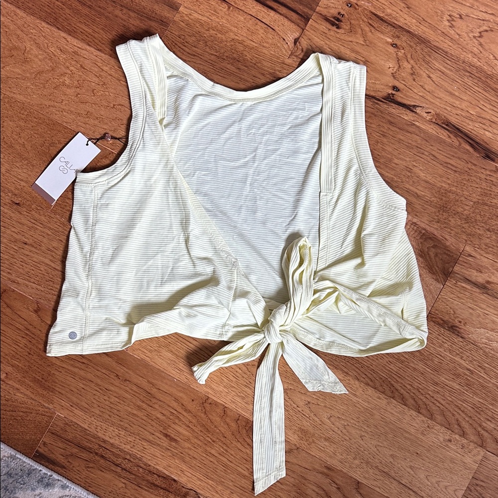 Calia Crop Wrap and Tie Tank NWT size XL color Lemon Sorbet